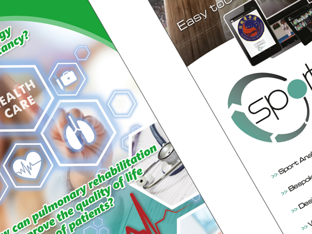 Advertising. Pop-up banner stands and A4 folder.