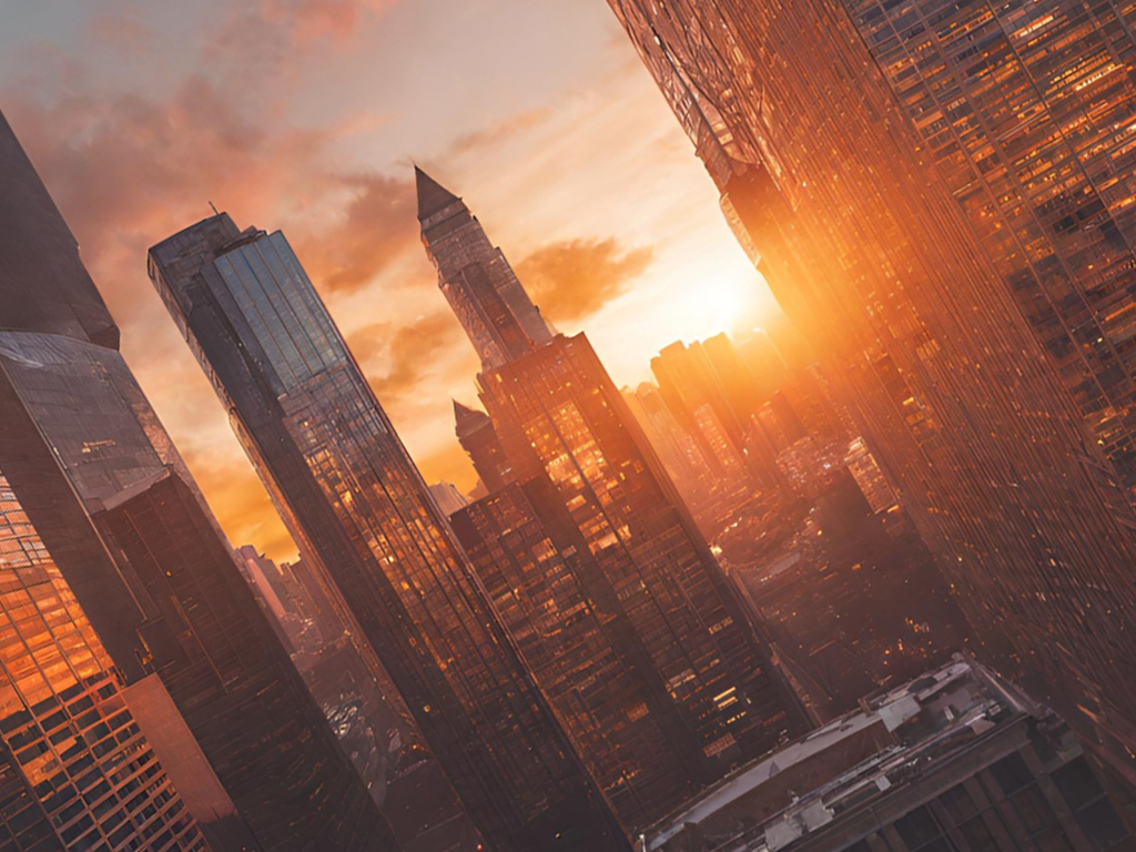 A.I. Generated image. City, sunset.
