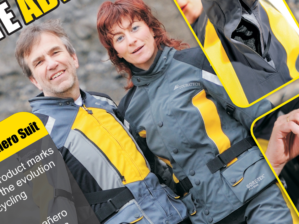 National UK magazine advert. Motorcycle clothing advert showing features of the suit.